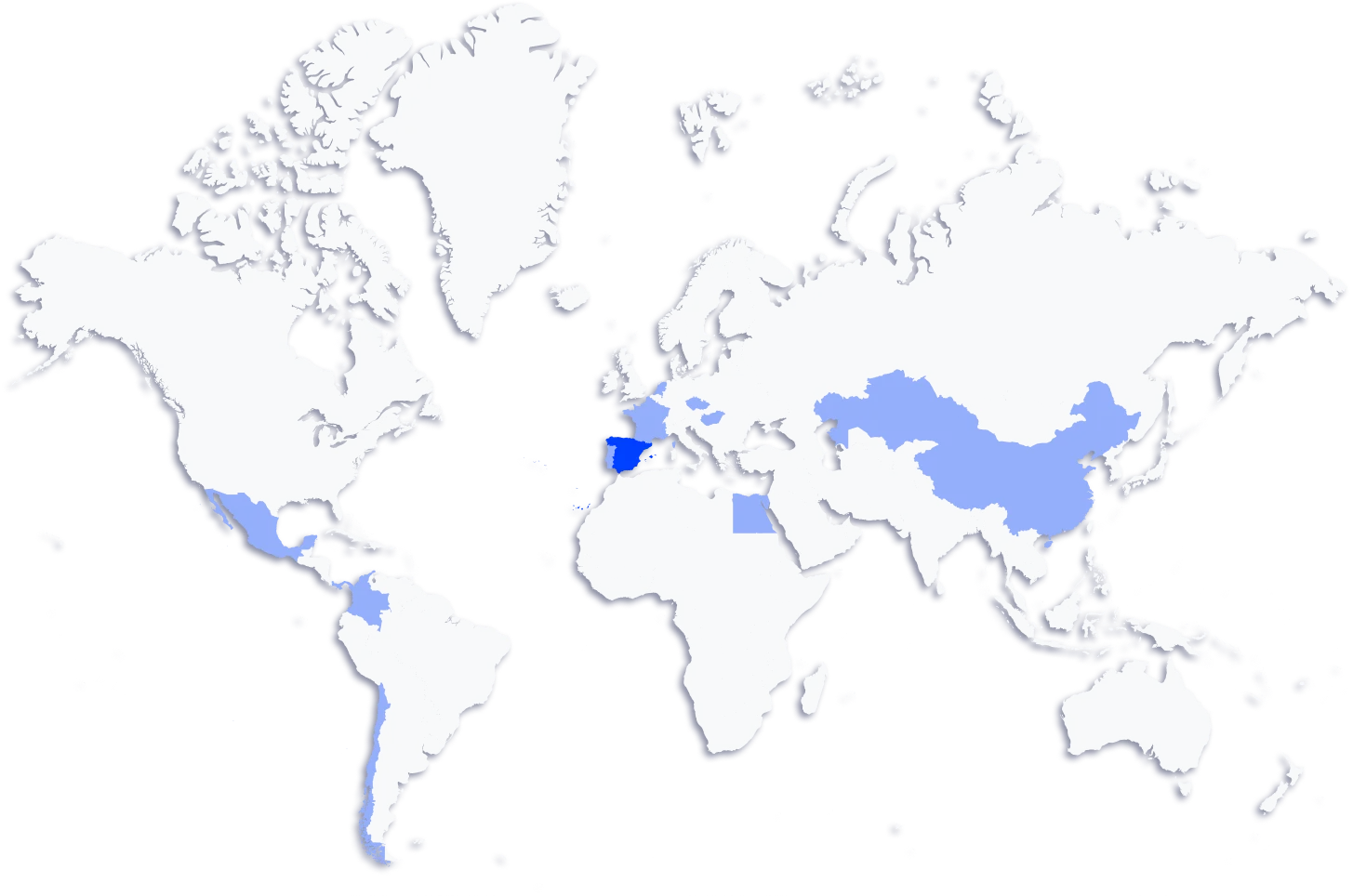 Globale KI- und Innovationsberatung Thinkia mit Standorten in Spanien, Portugal, Frankreich, Ungarn, Tschechien, Niederlande, Kolumbien, Mexiko, Chile, Ägypten, Kasachstan und China